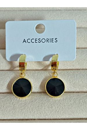 Siyah Taşlı Yuvarlak Zamansız Kurtarıcı  Şık Kadın Küpe