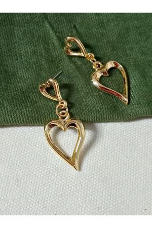 Gold Çift Kalp Sallantılı Şık Kadın Küpe