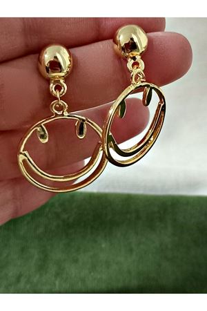 Gold Gülen Yüz Tasarım Kadın Küpe