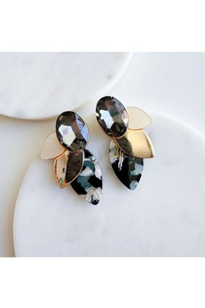 Gold Siyah Şık Kadın Küpe