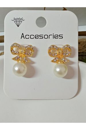 Kalp Tasarımlı Zirkon İncili  Kadın Küpe