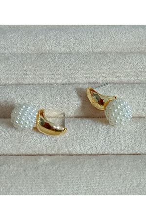 İncili  Gold Şık Küçük Hafif Kadın Küpe