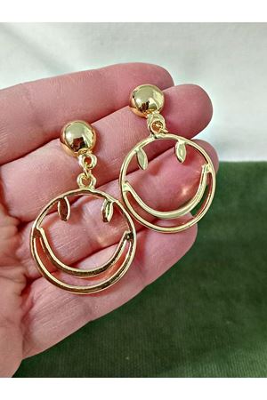 Gold Gülen Yüz Tasarım Kadın Küpe