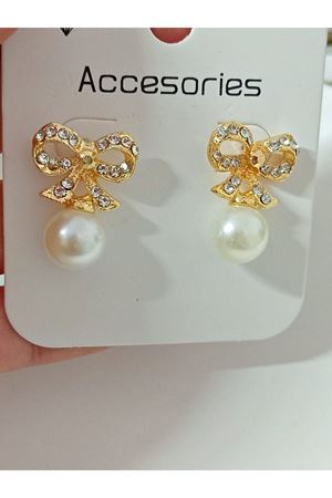 Kalp Tasarımlı Zirkon İncili  Kadın Küpe