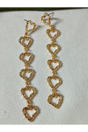 Gold Renk Uzun Tasarım Kalp Kadın Küpe