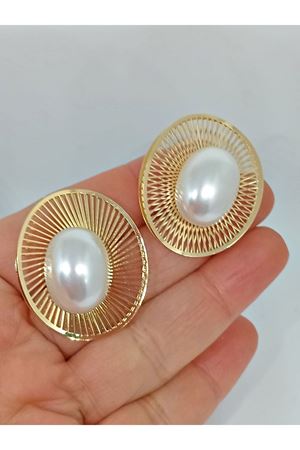 Gold İncili Tasarım Şık Çok Hafif Kadın Küpe