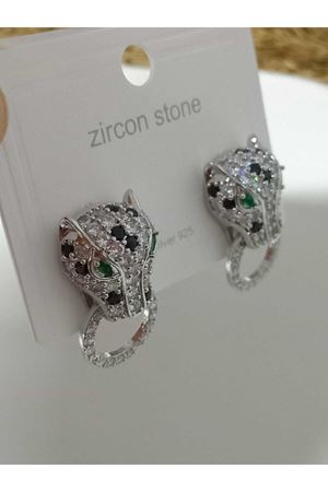 Zirkon Taşlı Kaplan Tasarımlı Şık Kadın Küpe