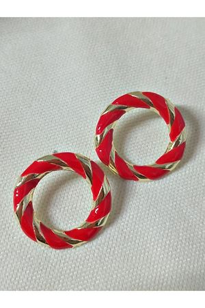 Gold Kırmızı Mineli Halka  Küpe
