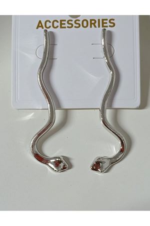 Gümüş Yılan Tasarım Büyük Kadın Küpe