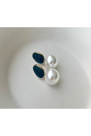 Lacivert Mineli Inci Küpe Yeni