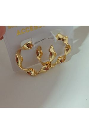 Gold Burgulu 3cm Halka Kadın Küpe