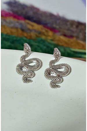 Minimal Gümüş Yılan Model Kadın Küpe