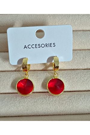 Kırmızı Taşlı Yuvarlak Zamansız Kurtarıcı  Şık Kadın Küpe