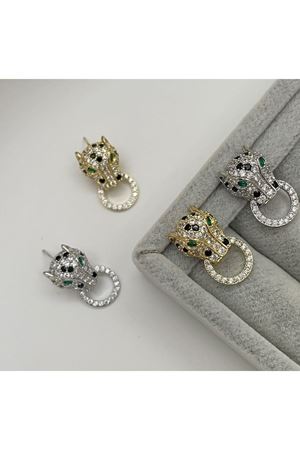 Zirkon Taşlı Kaplan Tasarımlı Şık Kadın Küpe