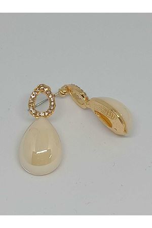 Ekru Taşlı Damla Gold Kadın Küpe