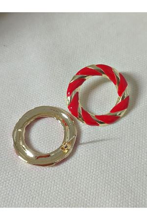 Gold Kırmızı Mineli Halka  Küpe