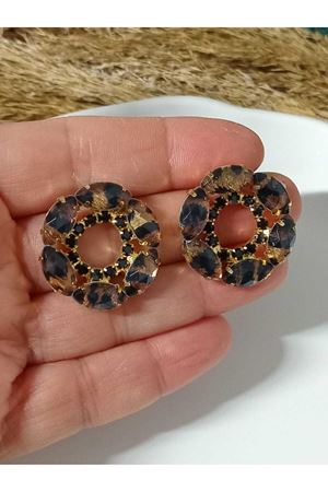 Leopar Sallantılı Büyük Şık Zarif Kadın Küpe