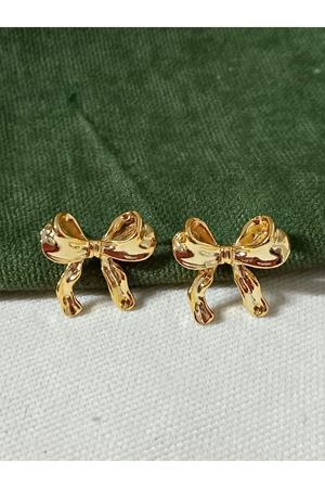 Gold Fiyonk Tasarım Şık Küçük Kadın Küpe