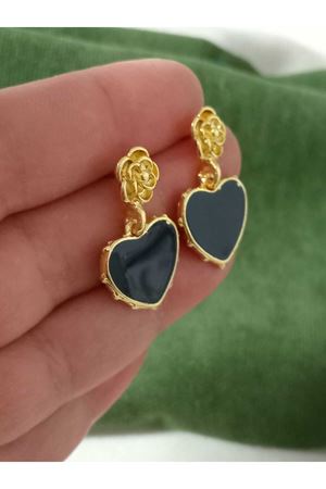 Gold Mineli Kalp Sallantılı Şık Kadın Küpe
