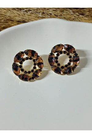 Leopar Sallantılı Büyük Şık Zarif Kadın Küpe