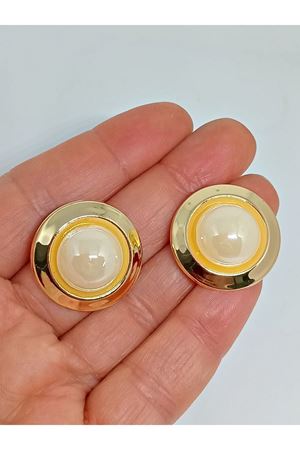 Gold Krem  İncili Düğme  Kadın Küpe