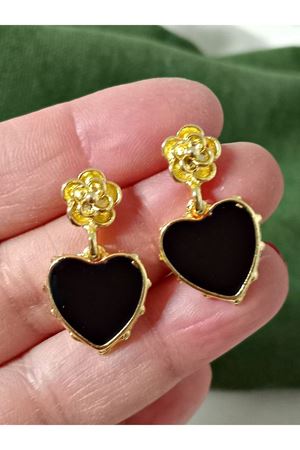 Gold Mineli Kalp Sallantılı Şık Kadın Küpe