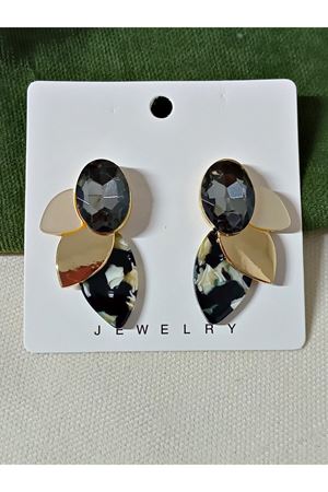 Gold Siyah Şık Kadın Küpe