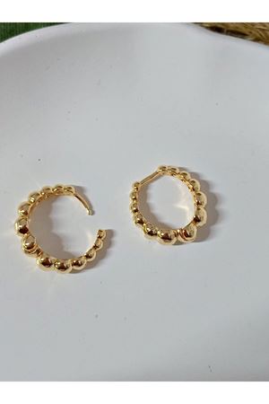 Gold Topçuklu Halka Marka Küçük Kadın Küpe