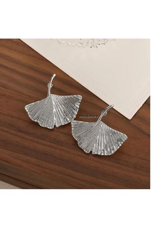 Gümüş Yaprak Gingko Küpe Vintage