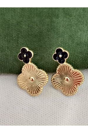 Van Cleef Siyah Mineli Gold Kadın Küpe