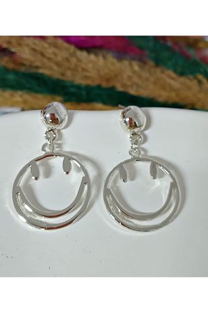 Gümüş Gülen Yüz Tasarım Kadın Küpe