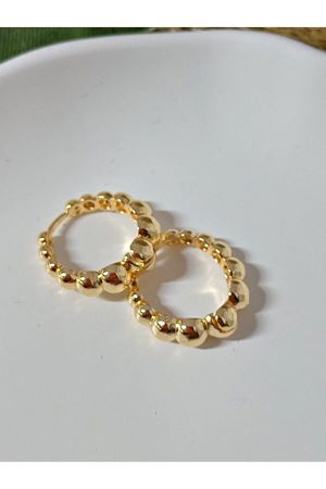 Gold Topçuklu Halka Marka Küçük Kadın Küpe