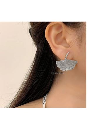 Gümüş Yaprak Gingko Küpe Vintage