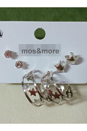 6 Parça, Gümüş Yıldız Kadın Küpe Seti