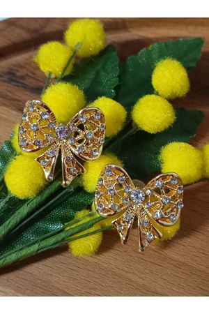 Gold Zirkon Taşlı Fiyonk Tasarım Kadın Küpe