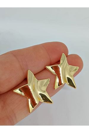 Gold Yıldız Dalagalı  Plaka Küpe