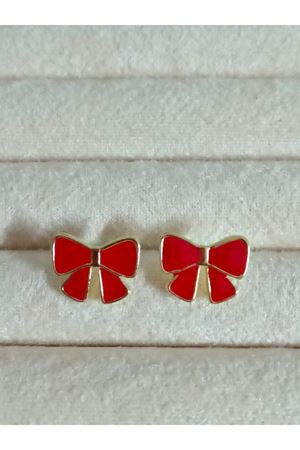 Minimal Kırmızı Fiyonk Günlük Kadın Küpe