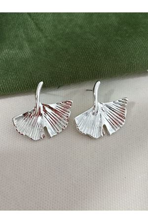 Gümüş Yaprak Gingko Küpe Vintage