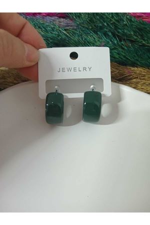 Nefti Yeşil Kalın Halka Kadın Küpe