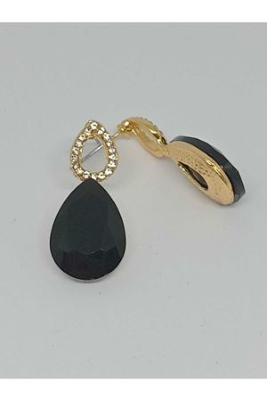 Siyah Taşlı Damla Gold Kadın Küpe