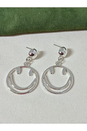 Gümüş Gülen Yüz Tasarım Kadın Küpe