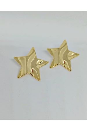 Gold Yıldız Dalagalı  Plaka Küpe