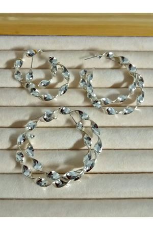 Gümüş Burgulu 4cm Orta Boy Halka Kadın Küpe