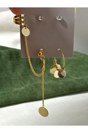 Gold Kalp Kıkırdak Sallantılı Uzun Şık Küpe