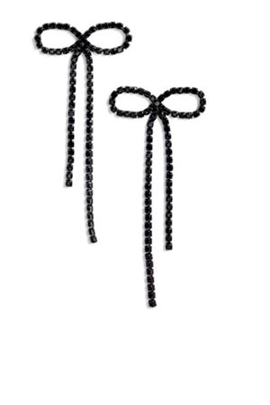 Siyah Zirkon Taşlı Fiyonk Sallantılı Uzun Abiye Kadın Küpe