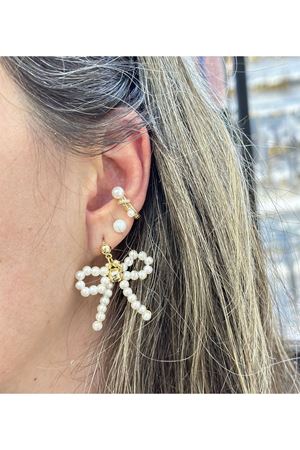 Beyaz Fiyonk Inci Sallantılı Kadın Küpe