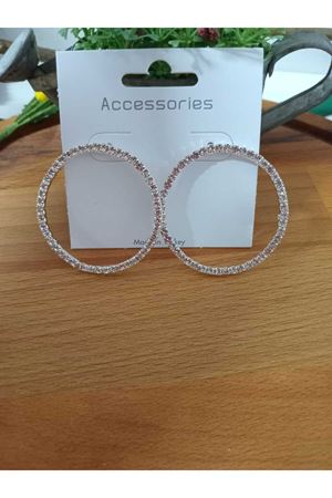 Gümüş Zirkon Su Yolu Halka Kadın Küpe Çap.4,5cm