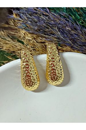 Gold Renk Tasarım Şık Kadın  Küpe