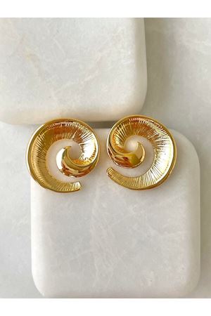 Gold Çizgi Detaylı Sparkle Şık  Kadın Küpe