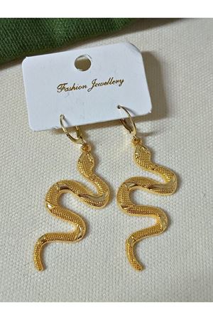 Gold Büyük Yılan Model Kadın Küpe